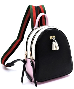 Colorblock Canvas Stripe Backpack SS2718 BLACK
